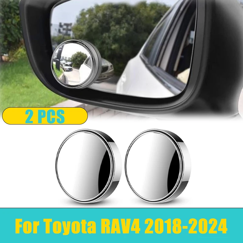 

360° Blind Spot Mirror For Toyota RAV4 XA50 Hybrid PHEV 2018-2024 2PCS Rearview Convex Round Frame Glass Reverse Car Accessories