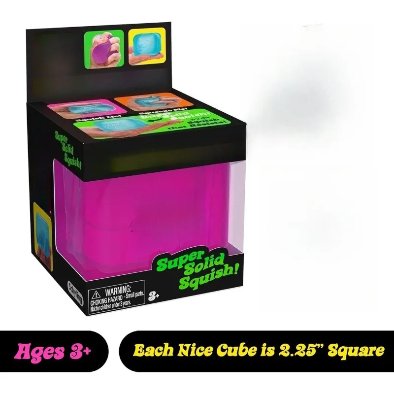 Giocattolo da spremere con giocattolo Squish Fidget super solido Antistress Morbido silicone Spremere Divertimento per adulti Bambini - Cubo da 2,25 pollici