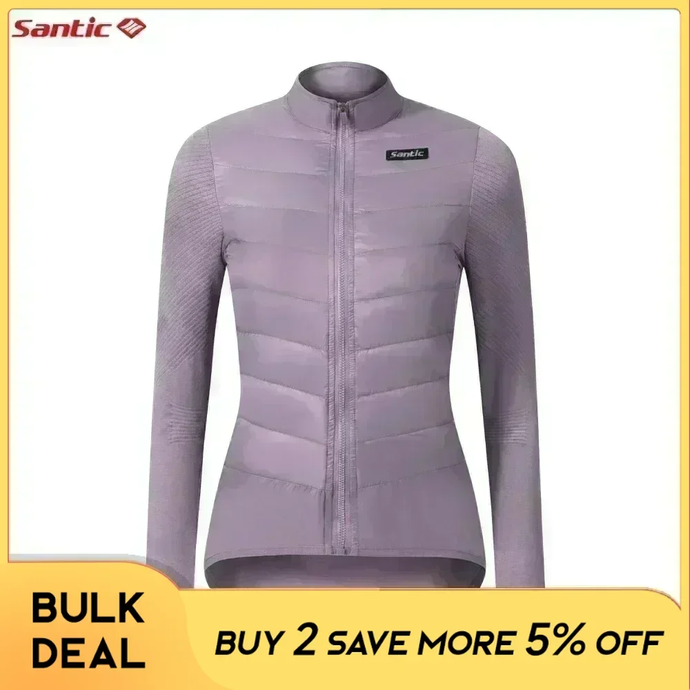 Santic Women Cycling Down Long Sleeve Jersey Bicycle Keep Warm MTB Road Lightweight Windproof Long Sleeve Jackets Asian Size