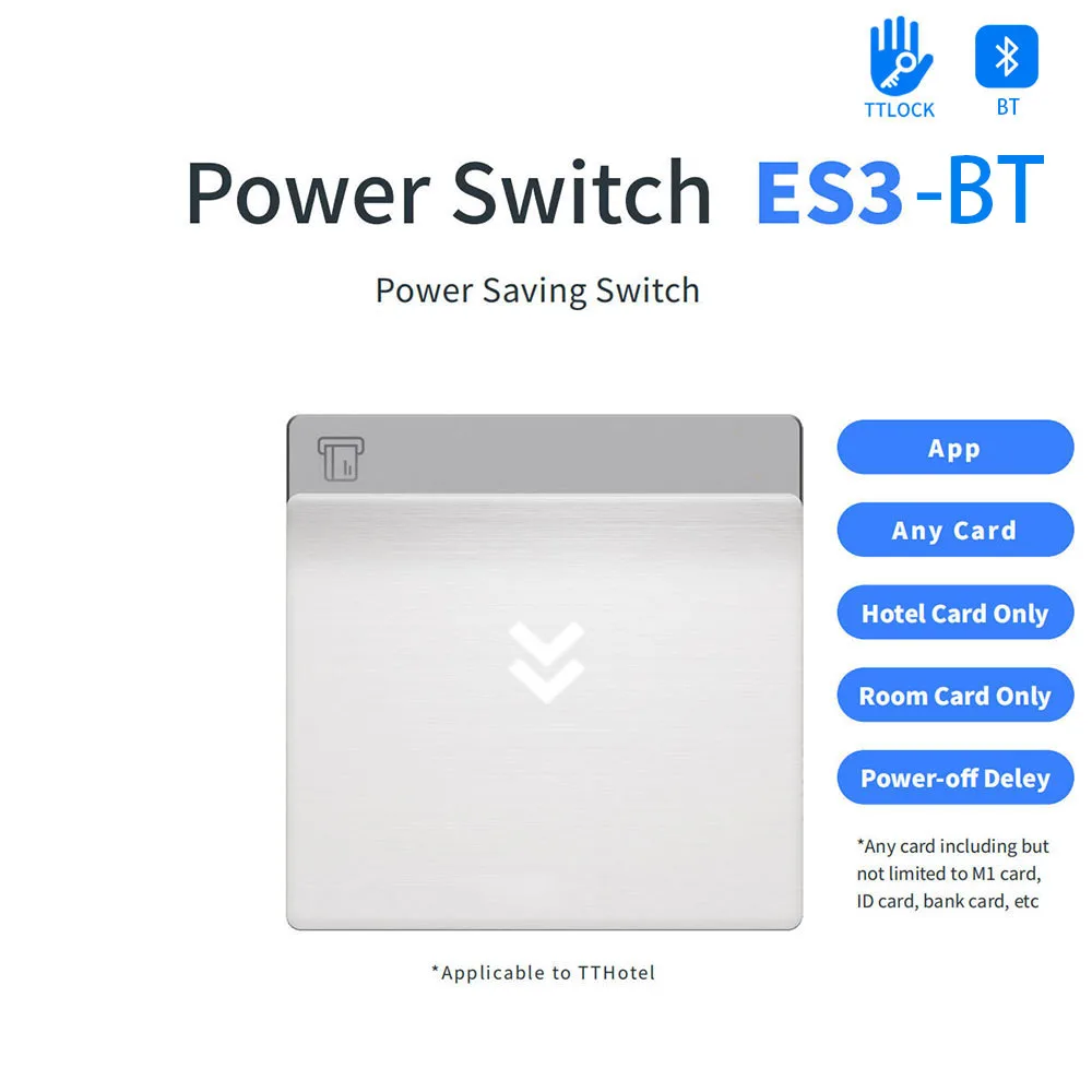 ES3-BT TTHotel 40A Energy Saving Switch Saver AC180-250V S50 Card Power Saver App Bluetooth Remote On Off G2 Wifigateway Support