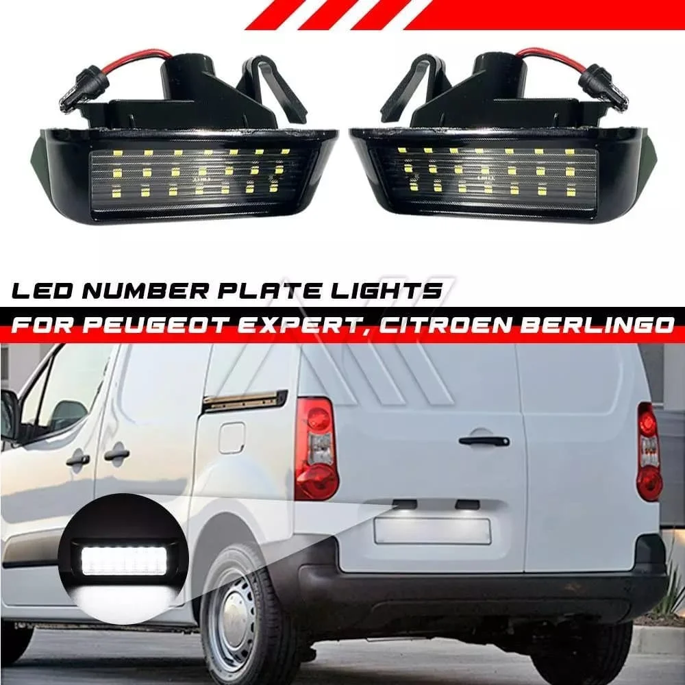 2Pcs Auto LED License Number Plate Light For Peugeot Partner Expert For Citroen Berlingo B9 Plate Lamps Car Accessories