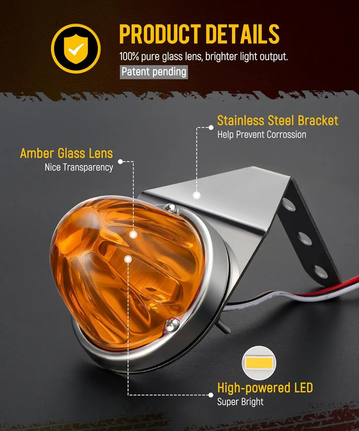 

2 шт. светильников-арбузов с янтарными стеклянными линзами и кронштейном из нержавеющей стали