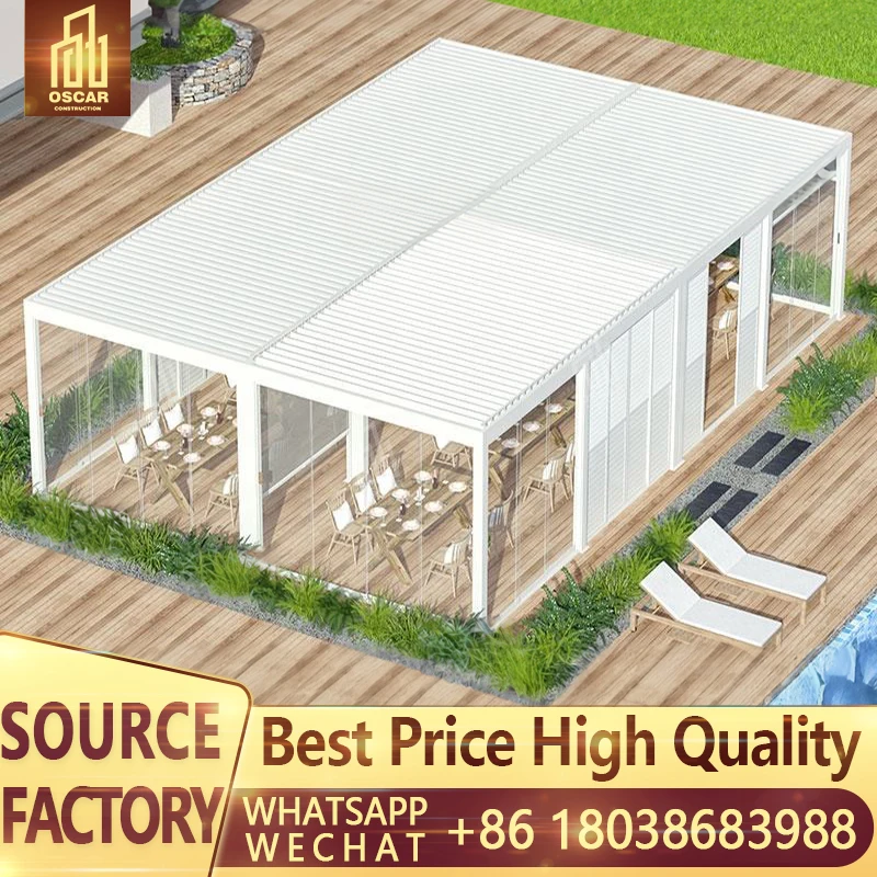 2022 Modern Design Swimming Pool Electric Roof Bioclimate Electric Aluminum Louver Shelter Aluminum Party