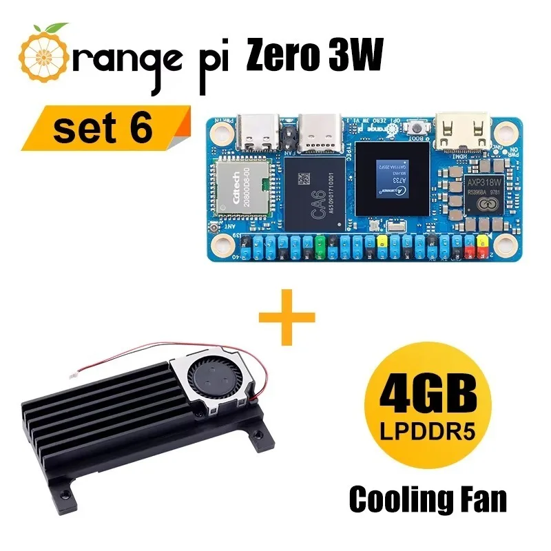 SmCp2pcs Kits Orange Pi Zero3W 4G+Cooling Fan LPDDR5 RAM Single Board Computer