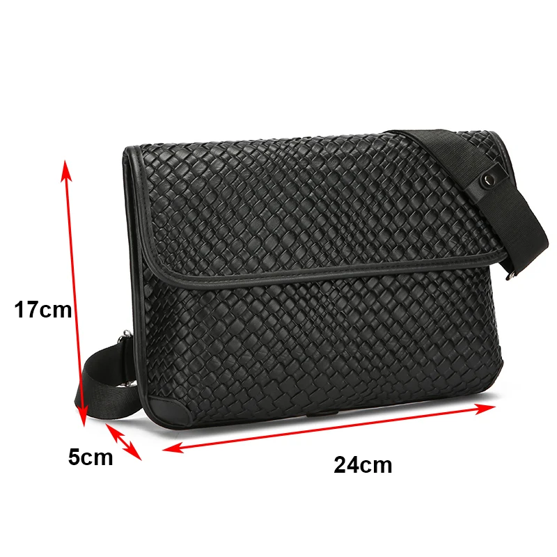 الحياكة نمط الرجال حقيبة صغيرة عالية الجودة بولي Leather الجلود Crossbody حقيبة ساعي للرجال موضة عادية الرجال حقيبة كتف حقيبة الهاتف #6