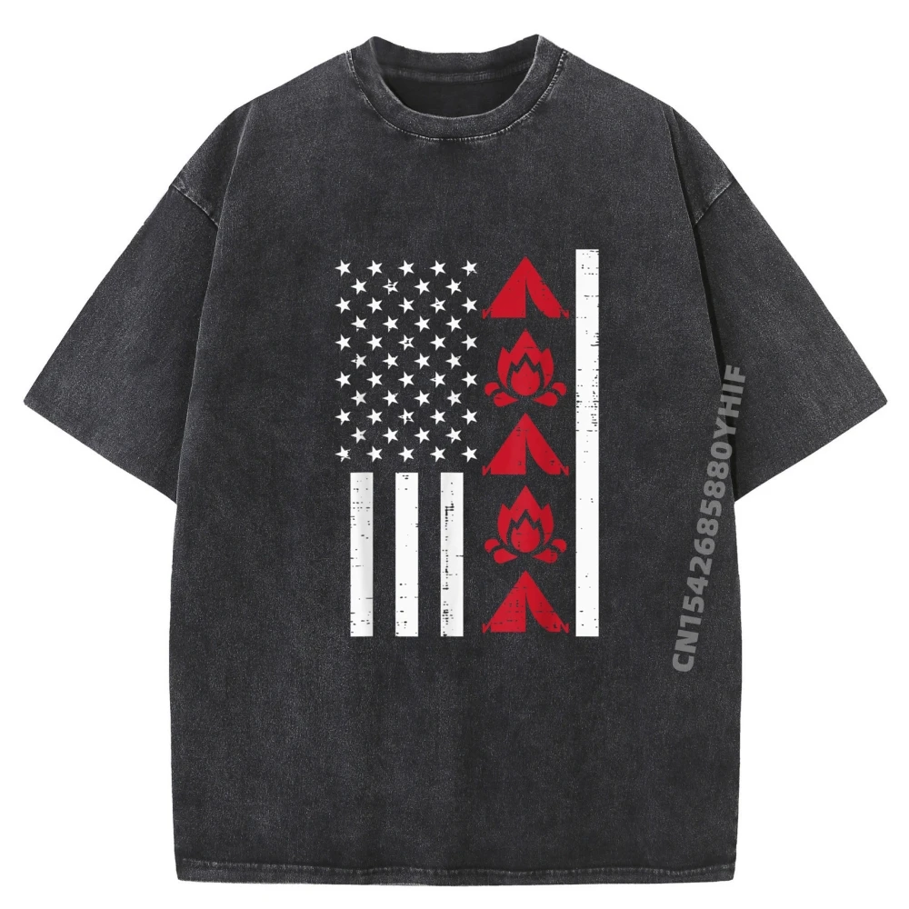 

Белый флаг, красная линия, палатка для костра, кемпинг, пожарный, Harajuku, мужская рубашка Camisetas De Hombre, винтажная стираная рубашка