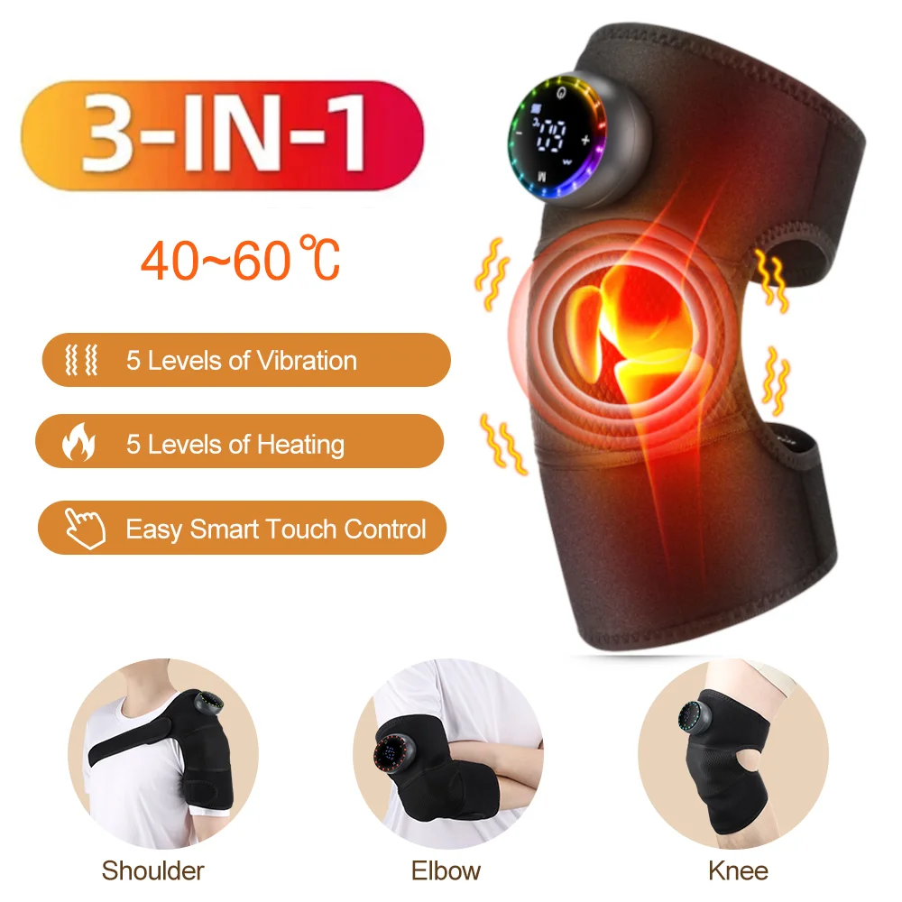 

3 in 1 Heating Shoulder Massager Electric Knee Massage Blet Vibration Calf Heated Pad Hot Compress Joint Shoulder Steamer Device