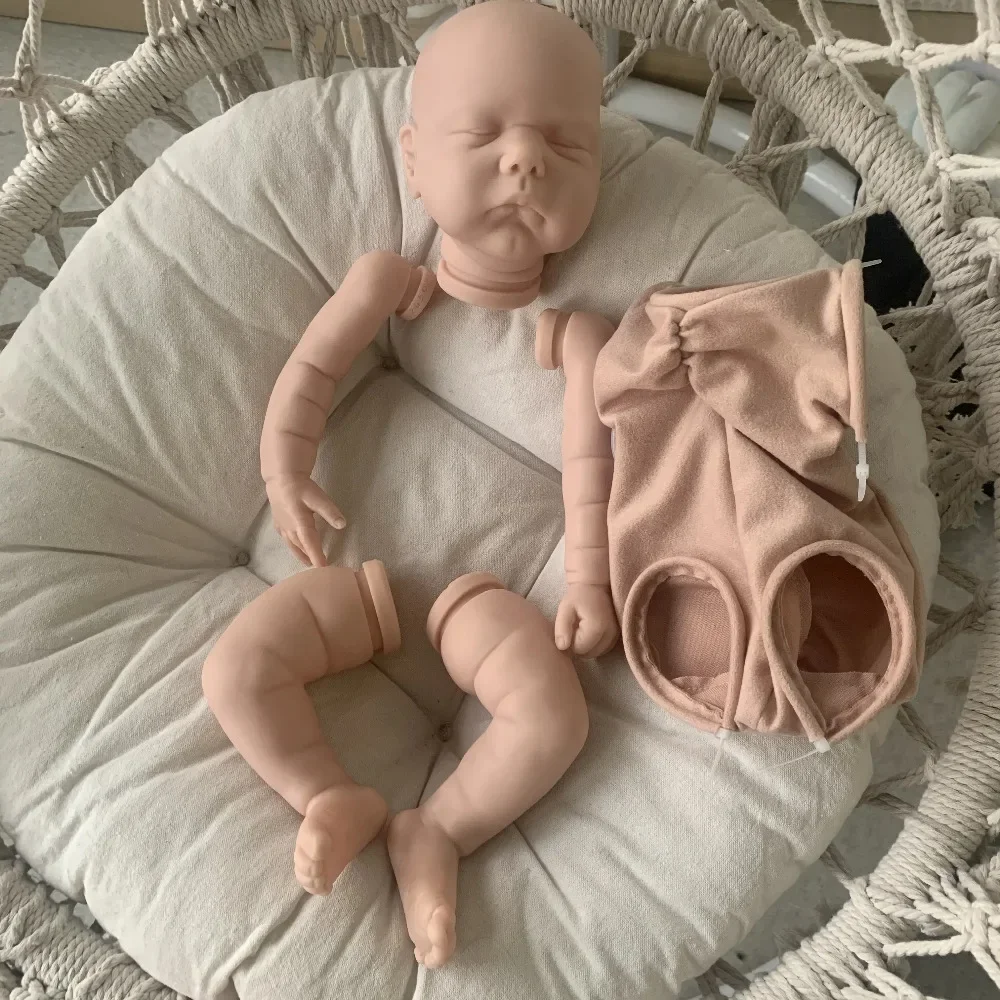 19inch Reborn Doll Kit Willa Sleeping Baby Soft Touch Unfinished Unpainted Doll Parts with Cloth Body Muñeca Kit Bebe Reborn