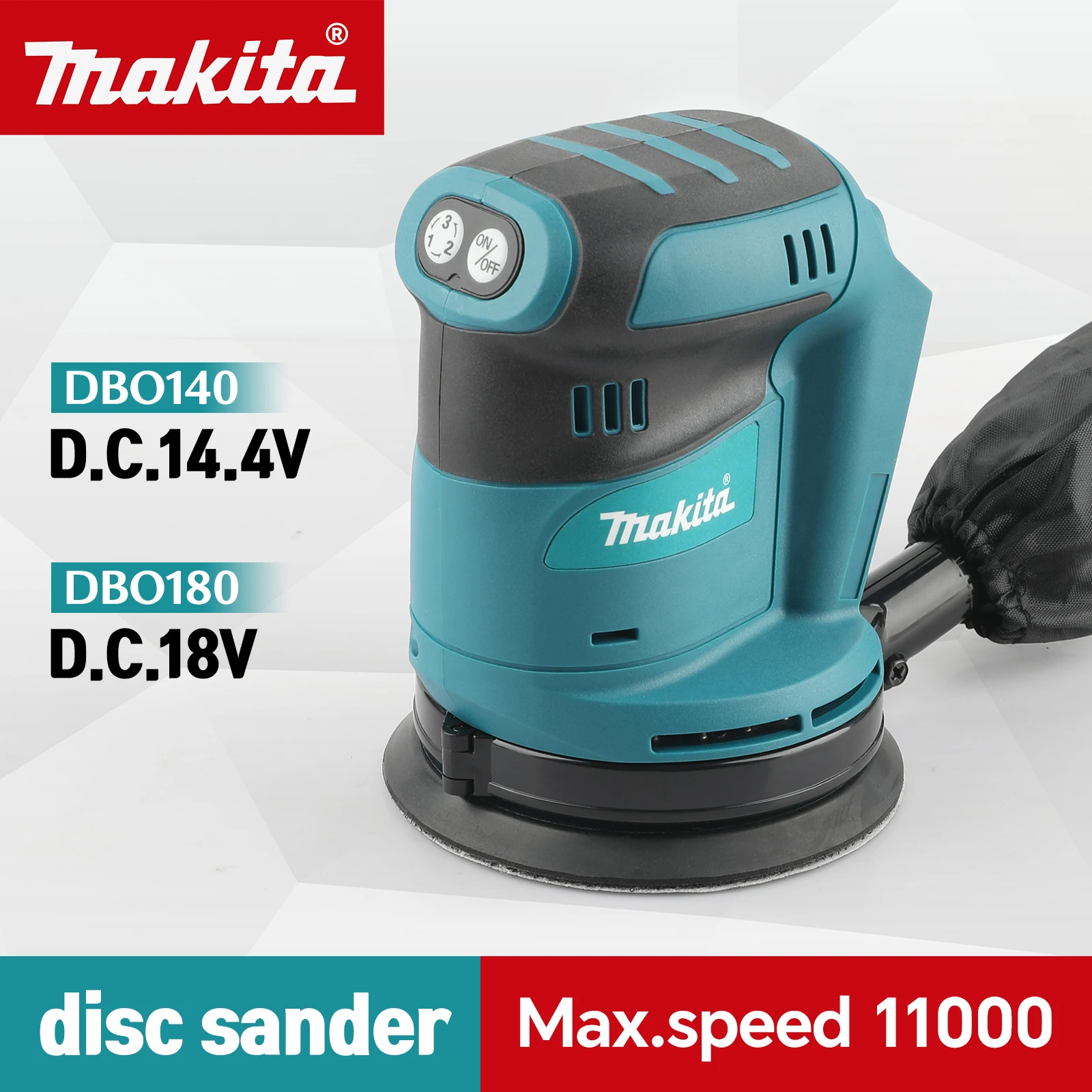 

Makita DBO180Z Lithium Ion Cordless 18V Rechargeable Disc Random Orbital Sander Woodworking Sanding Putty Polishing Bare Tools