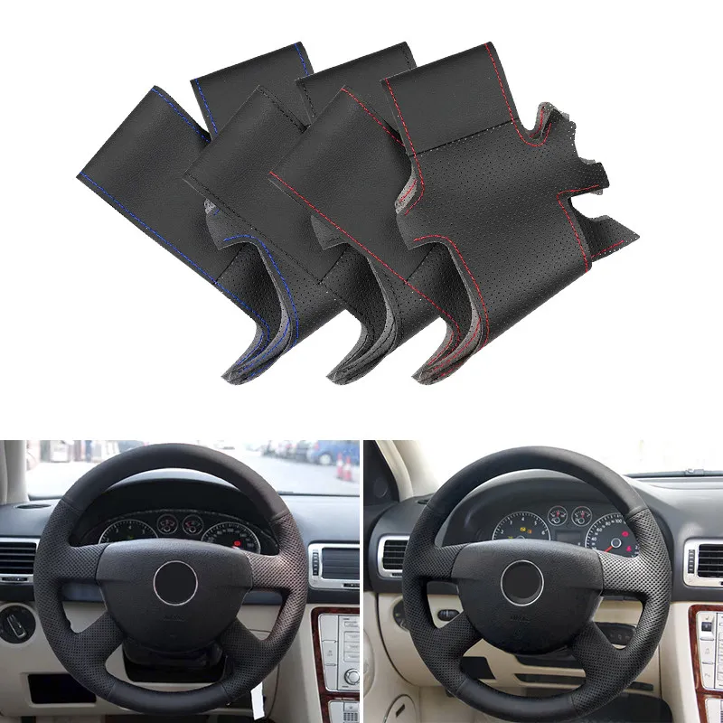 For VW Caddy 2003 2004 2005 2006 Caravelle 2003-2009 Transporter T5 2006 Car Steering Wheel Perforated Microfiber Leather Cover