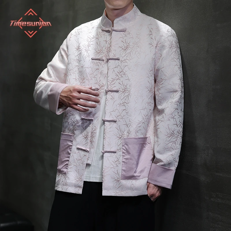 

Tang Suit Traditional Chinese Clothing for Men Shirt Jacket Jacquard Stand Collar Cheongsam Top Retro News Year Clothes Kung Fu