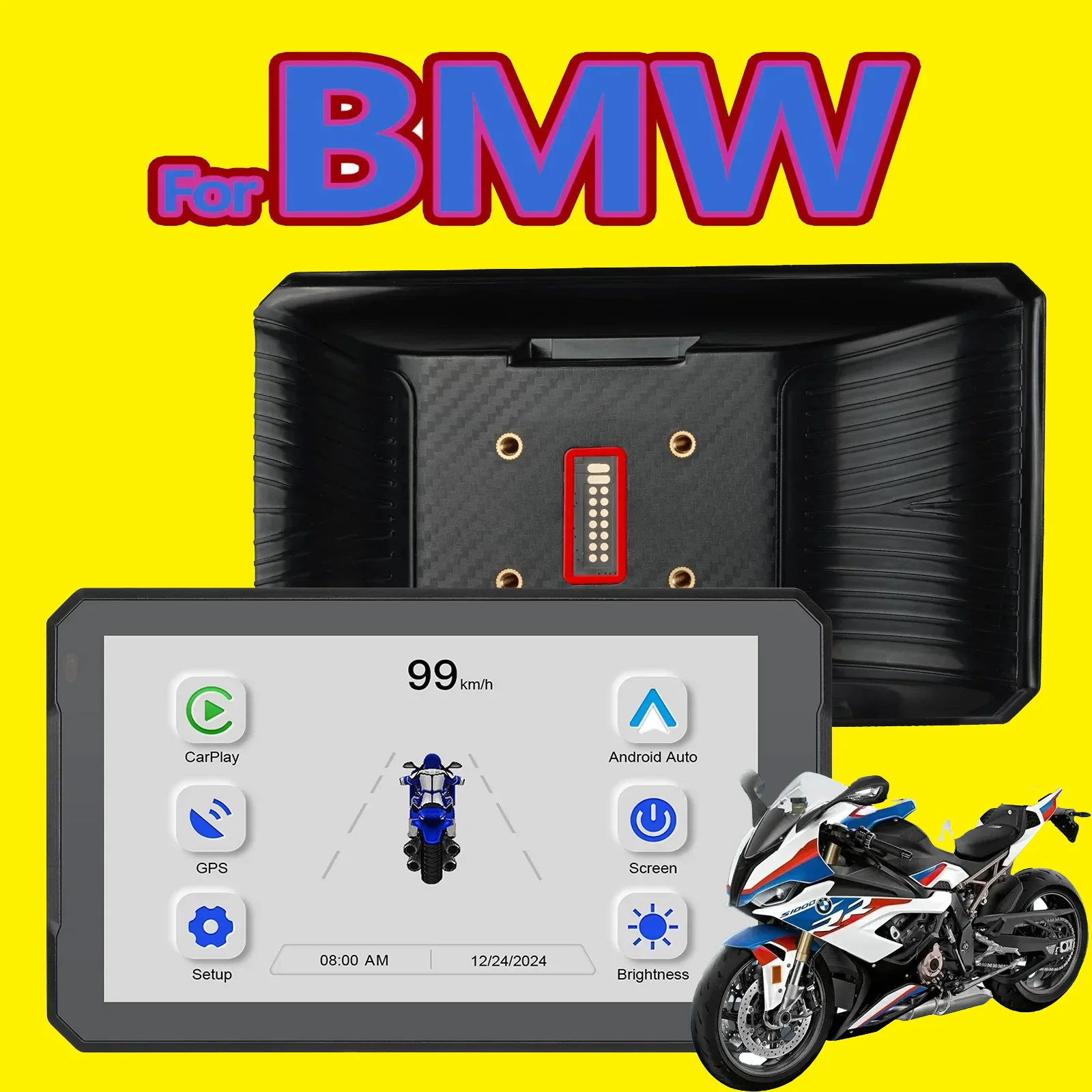 

7-Inch for BMW Navigator Android Auto Motorcycle Carplay Portable Wireless GPS Screen Navigation Support BMW Factory Bracket