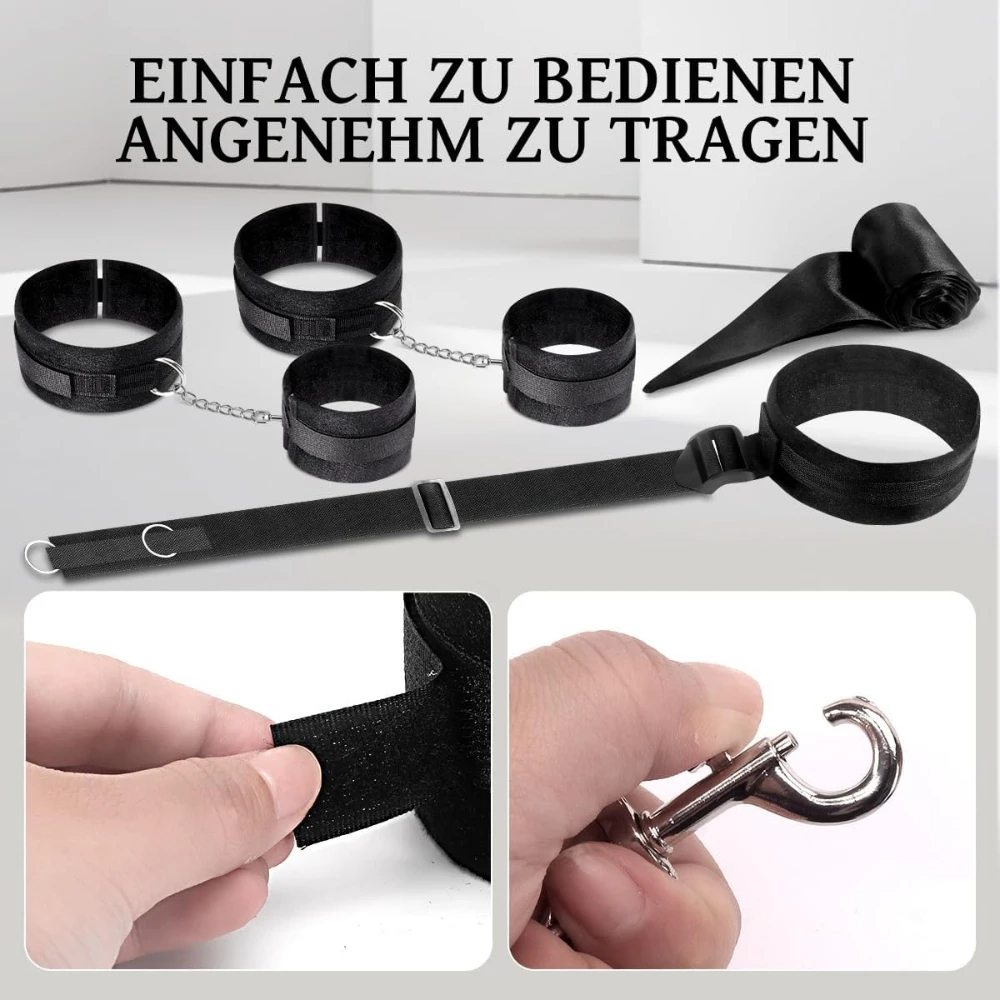 拘束セット BDSM セックストイ 手錠 アイマスク チェーン 首輪 首から手首まで セックストイ 男女兼用 調整可能