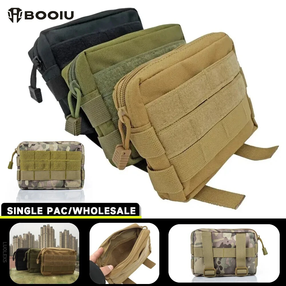 BOOIU Tactical Molle Waist Bag Pouch Medical First Aid Bag EDC Belt Pouch Outdoor Sports Hunting Riding Organizer Pouch Bag