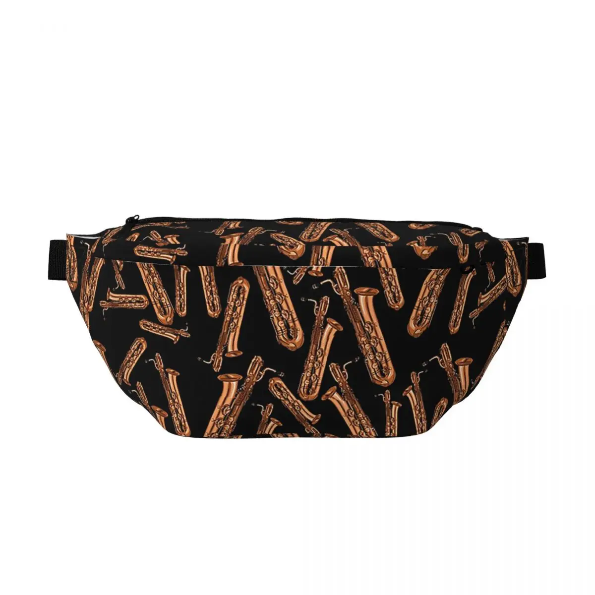 

Сумка-бананка через плечо с принтом баритон-саксофона, черная, унисекс, регулируемая поясная сумка для путешествий, бега, для денег и телефона