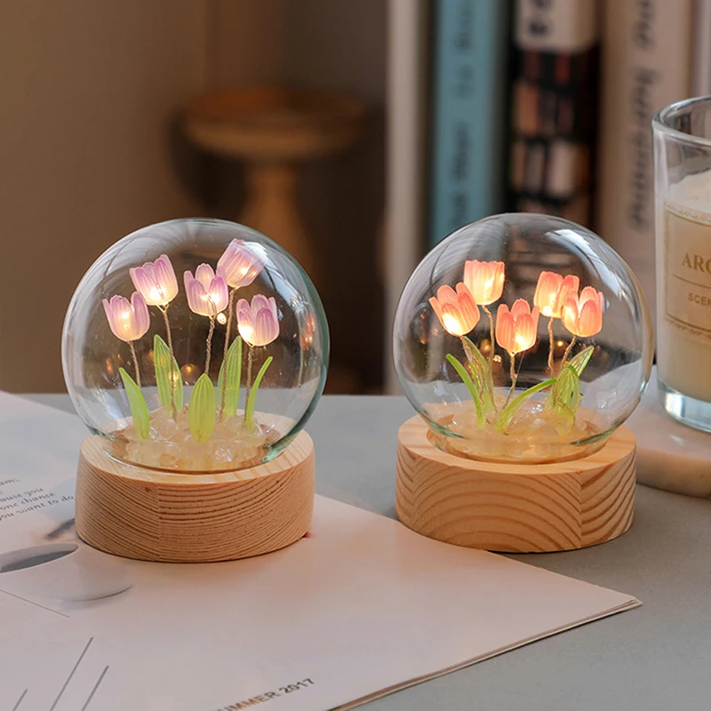 Tulip Night Lights Diy Material Package Creative Night Lamp Home Decoration Holiday Gift Valentine\'s Day For Family Surprise