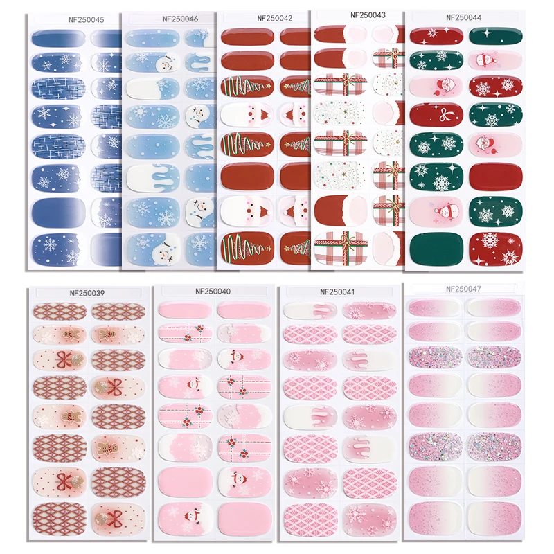 Festive nail wraps laid out