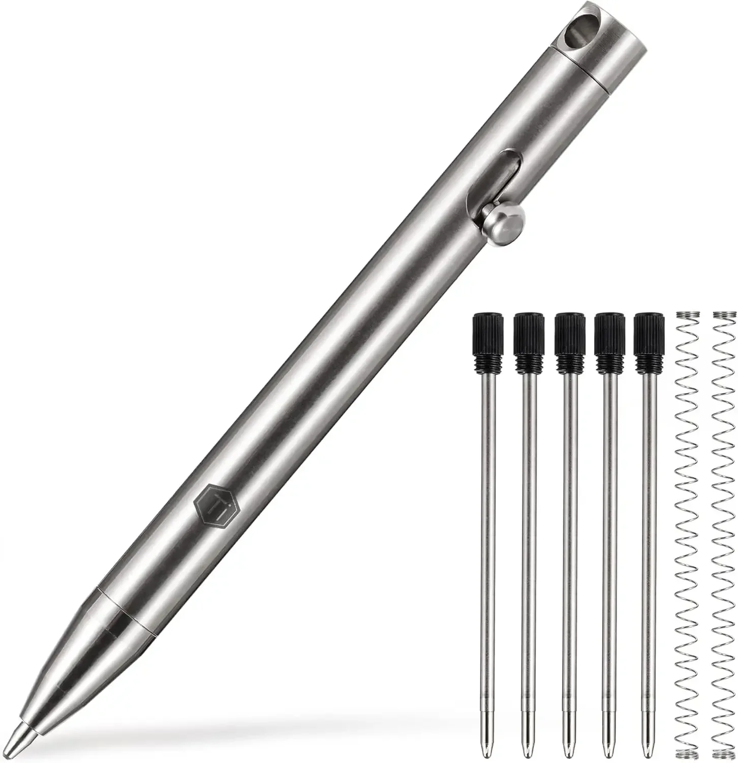 KeyUnity KP00 Titanium Alloy Bolt Action Pen with Bonus Refills, Retractable Pocket Ball-point Pen