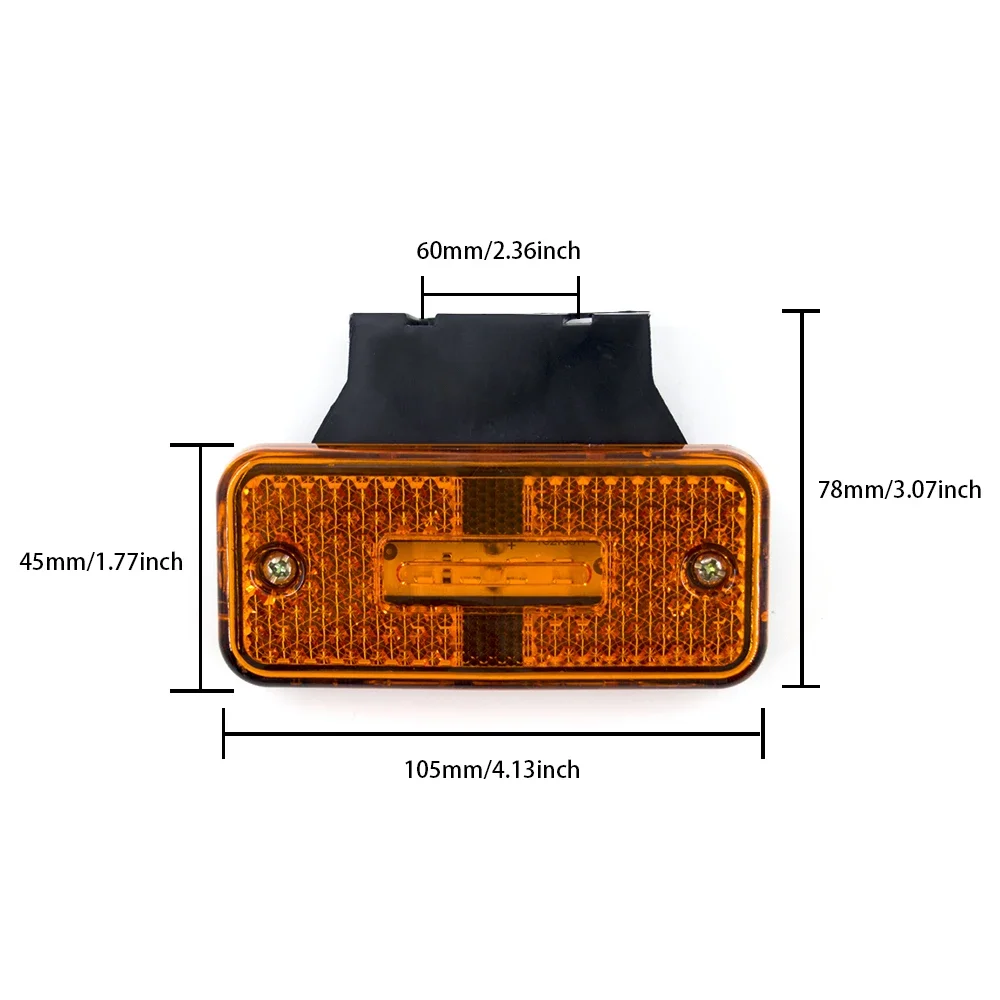 4 LED Side Marker Indicator Light 12V 24V Truck Trailer LED Amber Side Markering Clearance Light Chrome for Freightliner