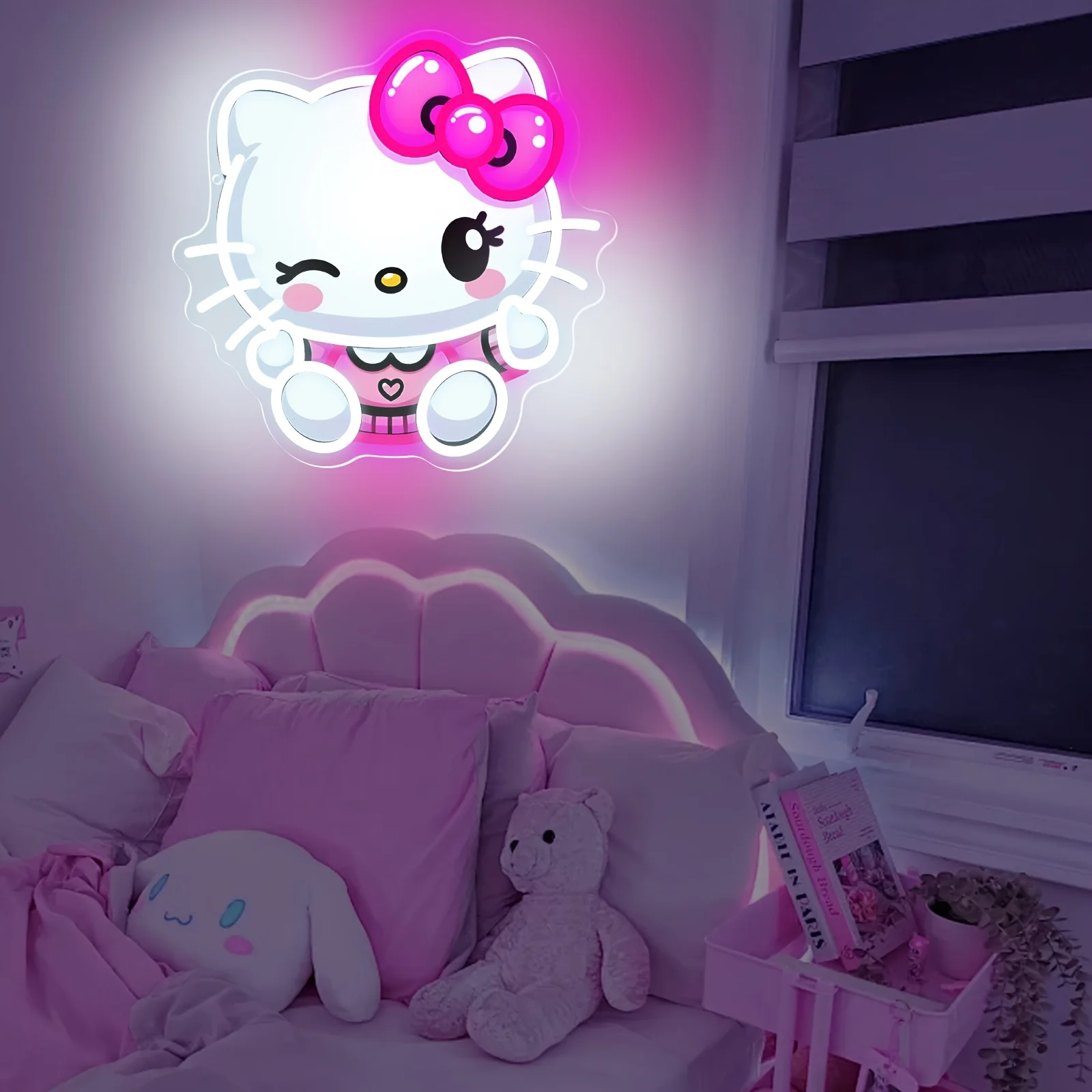 Hello Kitty Anime Neon Sign Dimmable USB Cartoon LED Neon Light for Bedroom Girl Club Party Wall Decor Birthday Gift for Kid