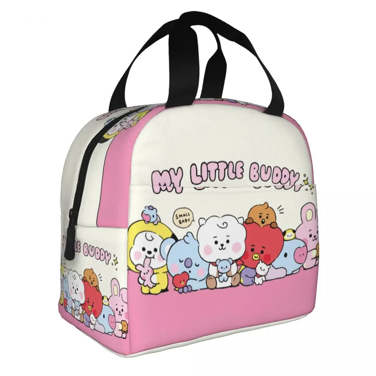 Korea Kpop Insulated Lunch Bags High Capacity Cute Cartoon Lunch Container Thermal Bag Lunch Box Tote Beach Picnic Girl Boy