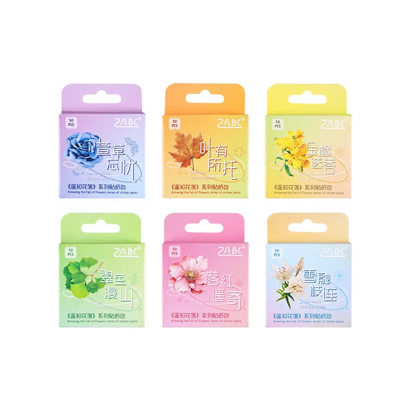 Journamm 50 sztuk/pudło naklejki na rośliny artykuły do scrapbookingu DIY CUT Decor śmieci dziennik kolaż artykuły papiernicze PET Aesth naturalne naklejki