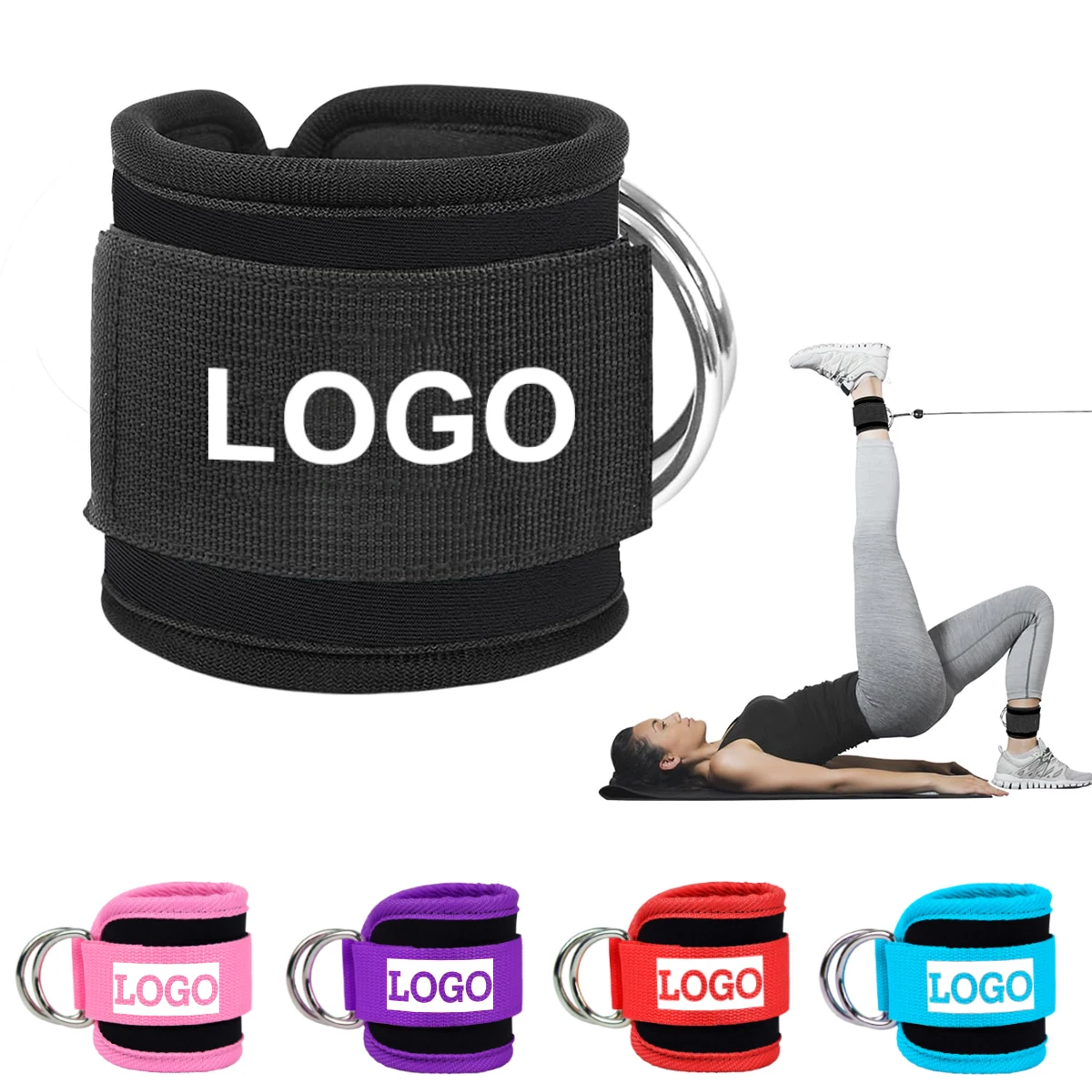 Ankle Strap for Cable Machines Work Out Cuff Attachment for Home Gym Booty Workouts Adjustable Leg Straps Support Custom Logo