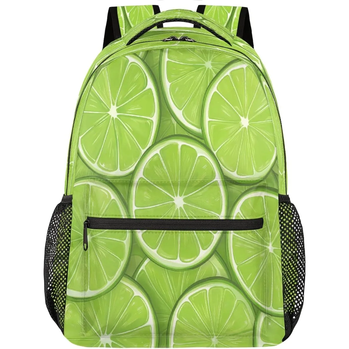 

Green Lemon Fruit Slices Patetrn Backpack Laptop Backpacks Casual College Travel Bag Hiking Daypack for Women Men