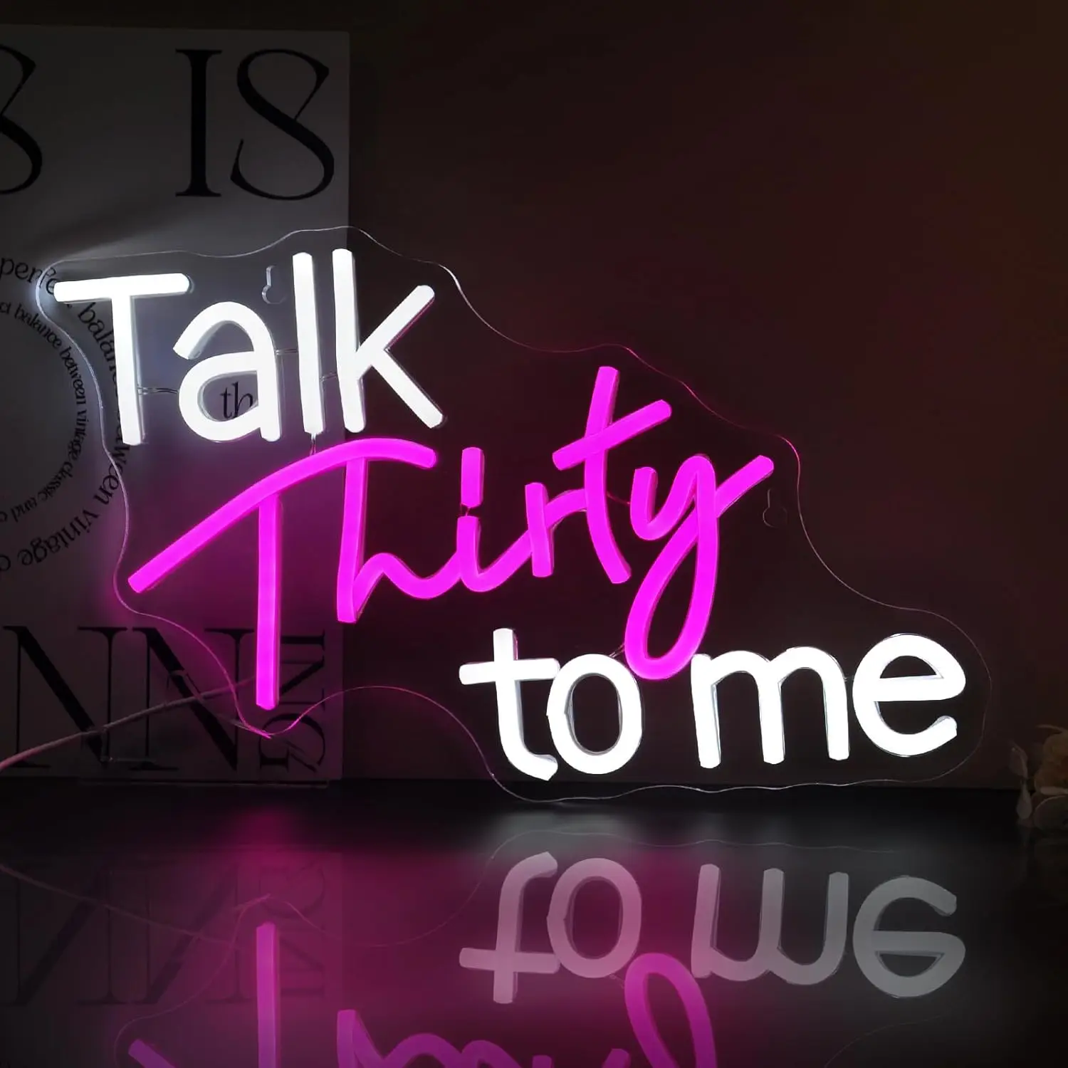 Talk Thirty To Me Neon Sign For Wall Decor 5V USB Pink White Light Signs For Bedroom Home Party Bar Birthday Gift For Girls Sign