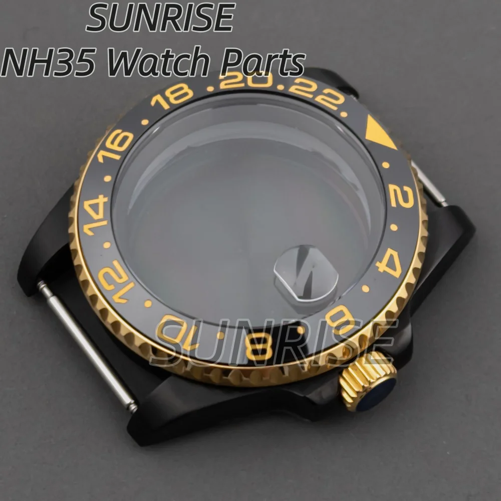 

High Quality Black Gold PVD NH34 NH35 Case Waterproof Watch Accessories for NH34 NH35 NH36 movement SUB GMT YACHT Case Parts