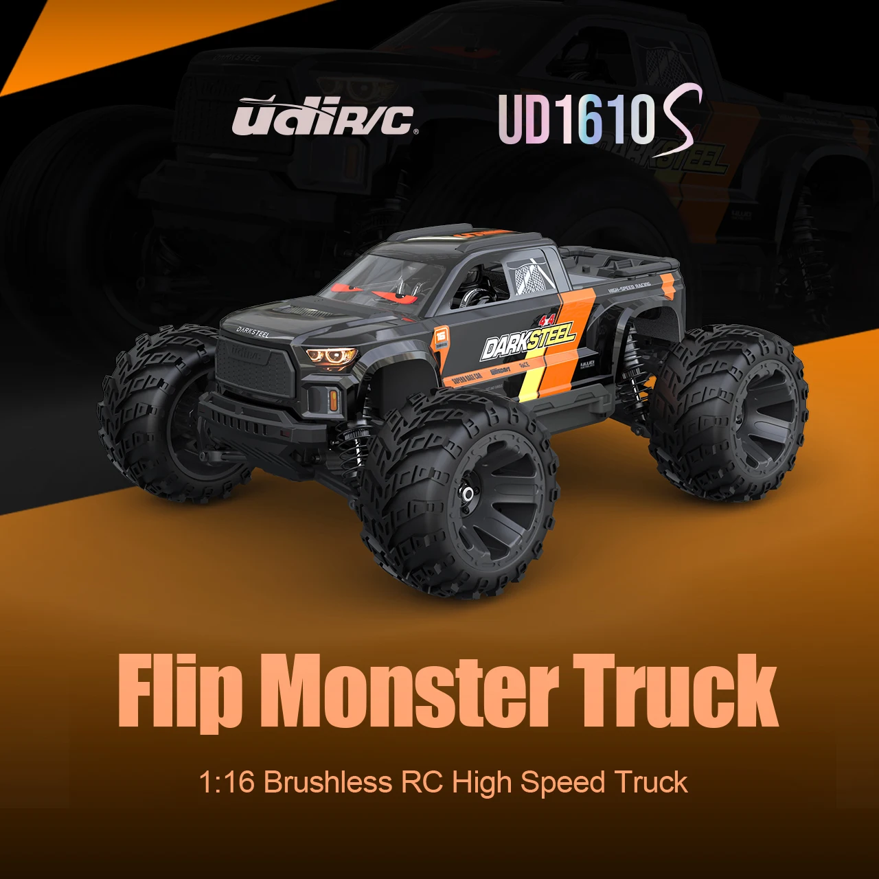 UDIRC UD1610S 1/16 Brushless 80km/h RC Car RC Monster Truck High Speed Flip Stunt Off Road Climbing Car Electric RTR Vehicles