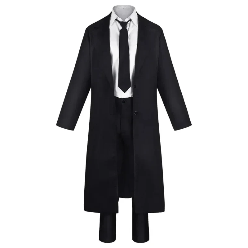 Disfraz de cosplay de Chainsaw Man 2026, camisa negra, corbata, pantalones, peluca Makila, trenza larga roja clara, traje para hombre y mujer X58UQ