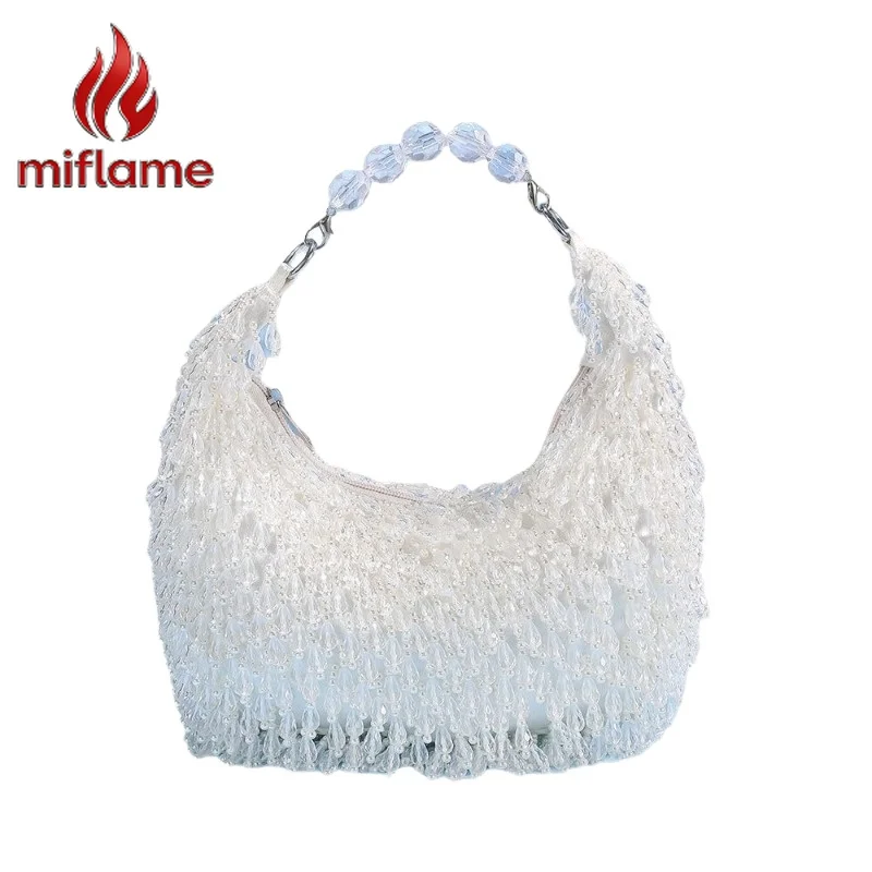 Handmade Beaded Evening Bag Luxury Top Handle Shoulder Purse Elegant Chic Casual Party Wedding Women's