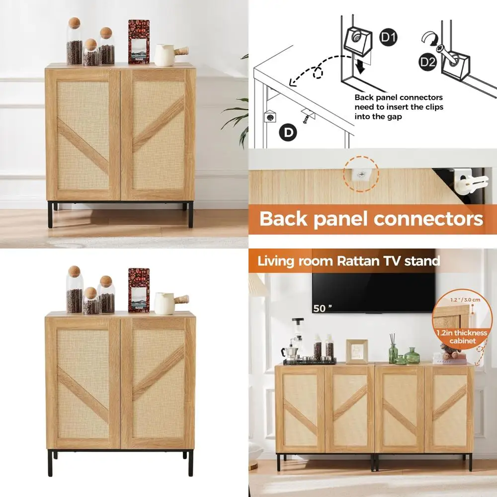 

Плетеный шкаф для хранения с регулируемыми полками для кухни, кофейной зоны, прихожей и гостиной