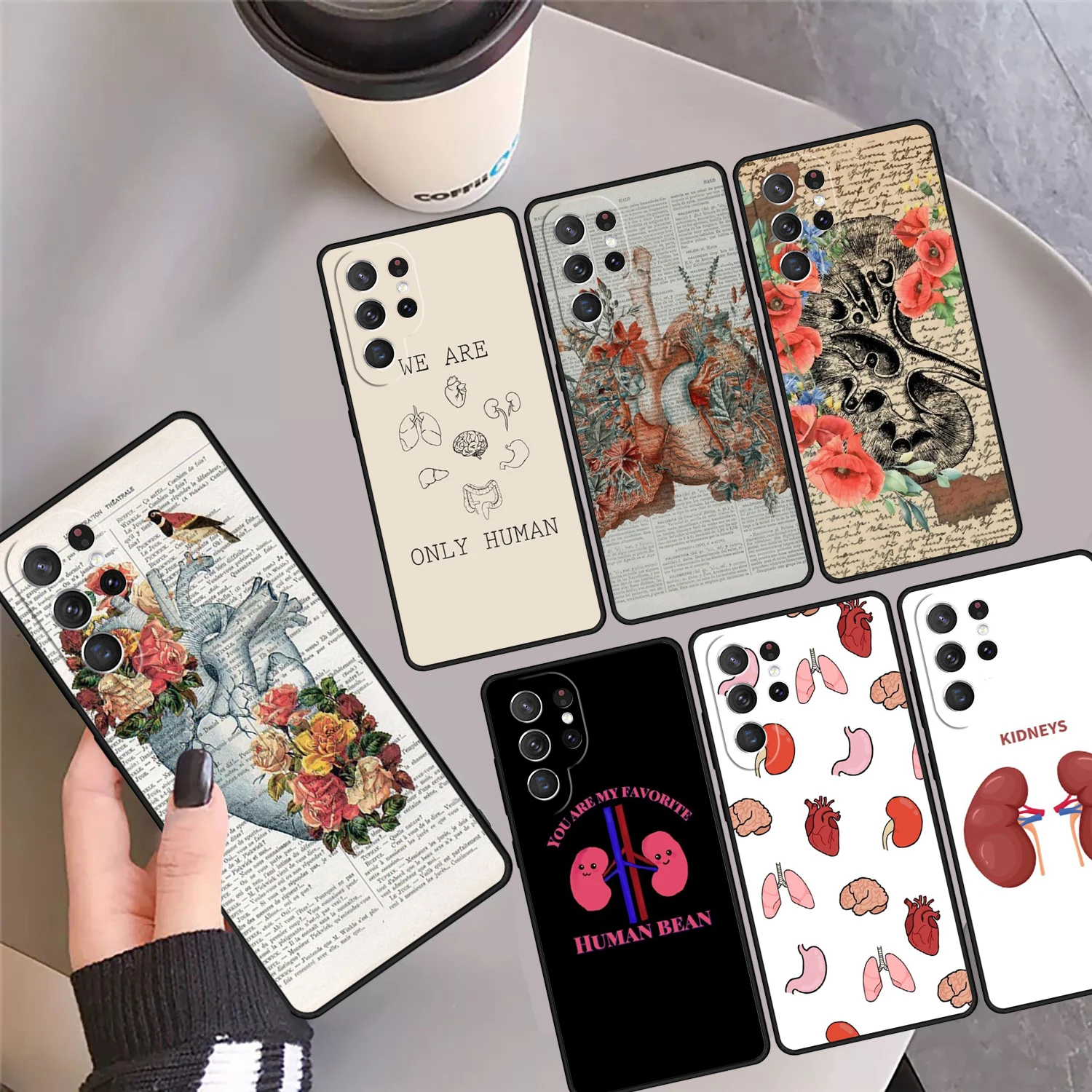 Medical Human Organs Brain Kidney Phone Case Cover For Samsung Galaxy S24 Ultra 23 S22 Plus S21 FE S20 S8 S9 S10 Note 10 Pro 20