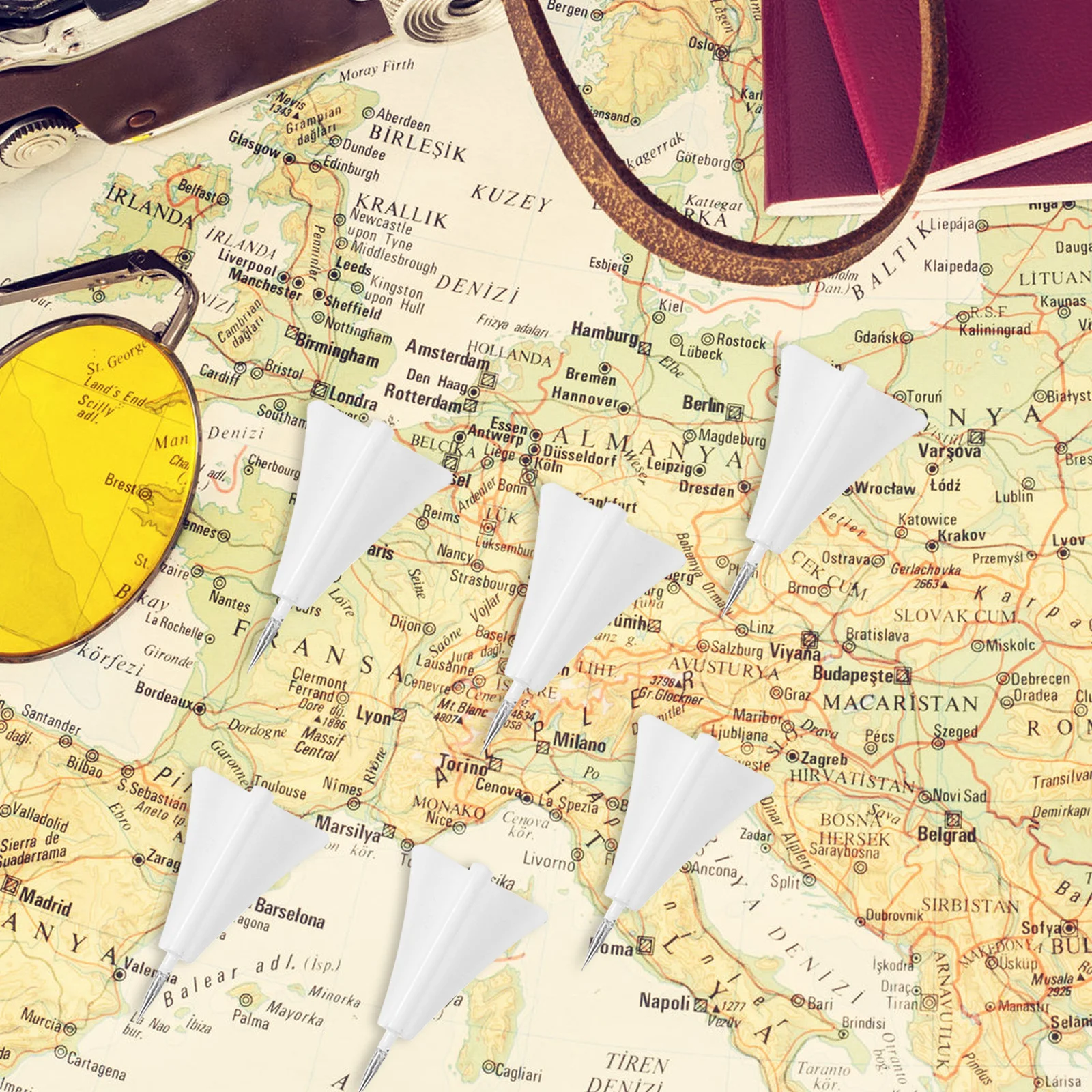 12 قطعة 1 صندوق معدني طائرة دفع دبابيس الإبهام الزخرفية لخريطة مكتب لوحة الإعلانات الفلين المسامير جدار عرض الحرفية #1