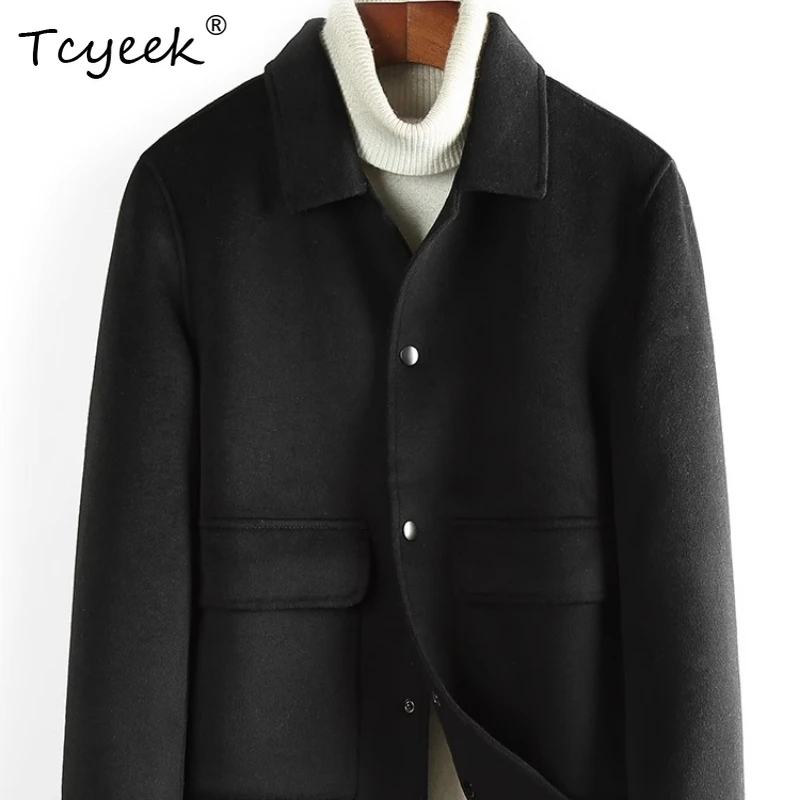 

Tcyeek 50% Wool 50% Other Autumn and Winter Double-sided Woolen Coat Without Cashmere Short Nylon Men's Jacket Abrigo LJ164