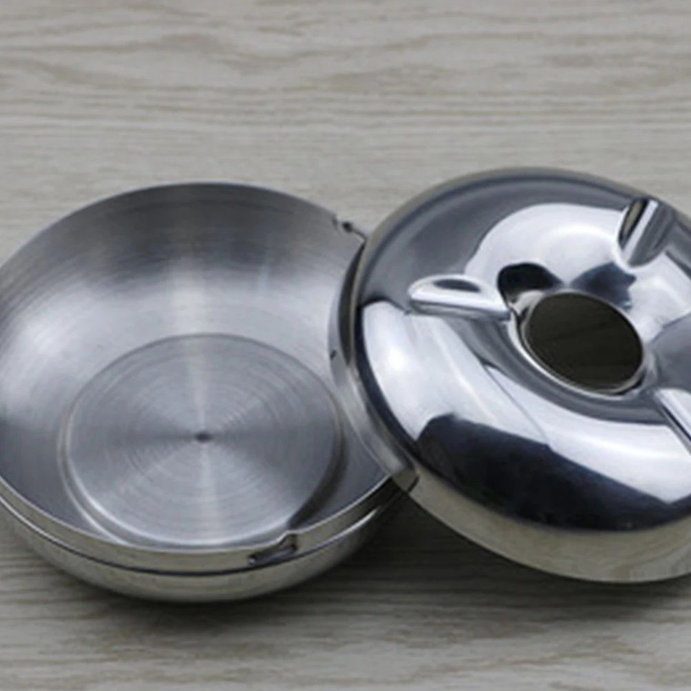 

Stainless Steel Metal Anti Fall Cigarette Home Stainless Steel Ashtray Modern Practical Portable Cigarette Ashtray Gift