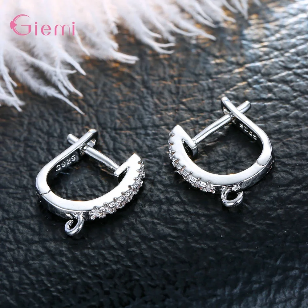 Personality Simple 925 Sterling Silver Cubic Zirconia Jewelry Findings Earring Accessories for DIY Jewelry Making Brincos