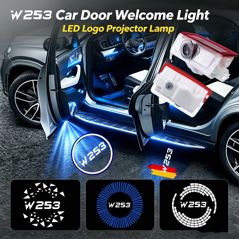 2PCS LED Car Door Welcome Courtesy Ghost Shadow Emblem Projector Lamp Decoration For Mercedes Benz GLC W253 2016‑2020 Decoration