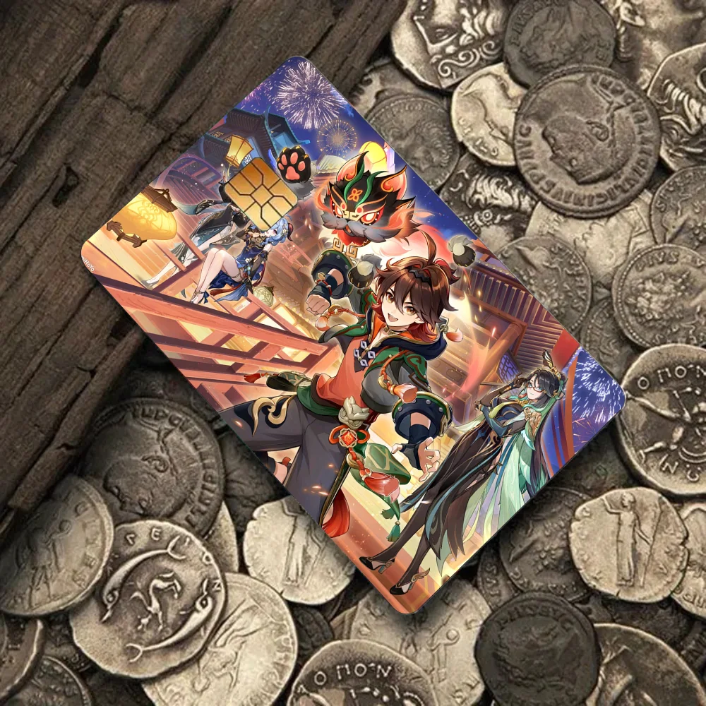 

Genshin Dehya Card Stickers 4pcs PVC Credit Card Skin Stickers Removable Self-adhesive Protective Film