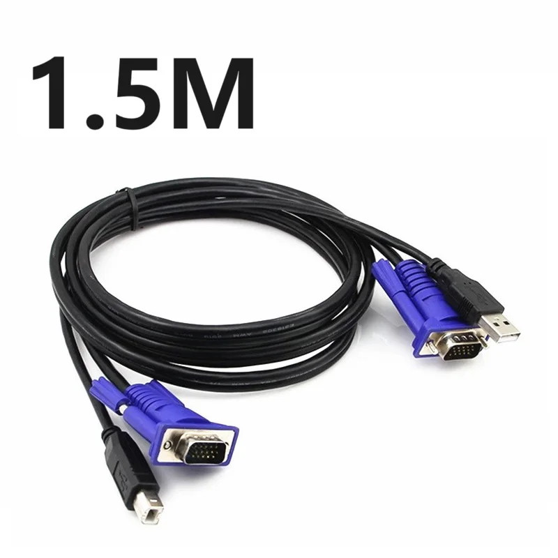 1.5m kabel USB 2.0 KVM przejściówka VGA kabel USB 4Pin + standardowy VGA SVGA 15pin Adapter do drukarki do laptopa