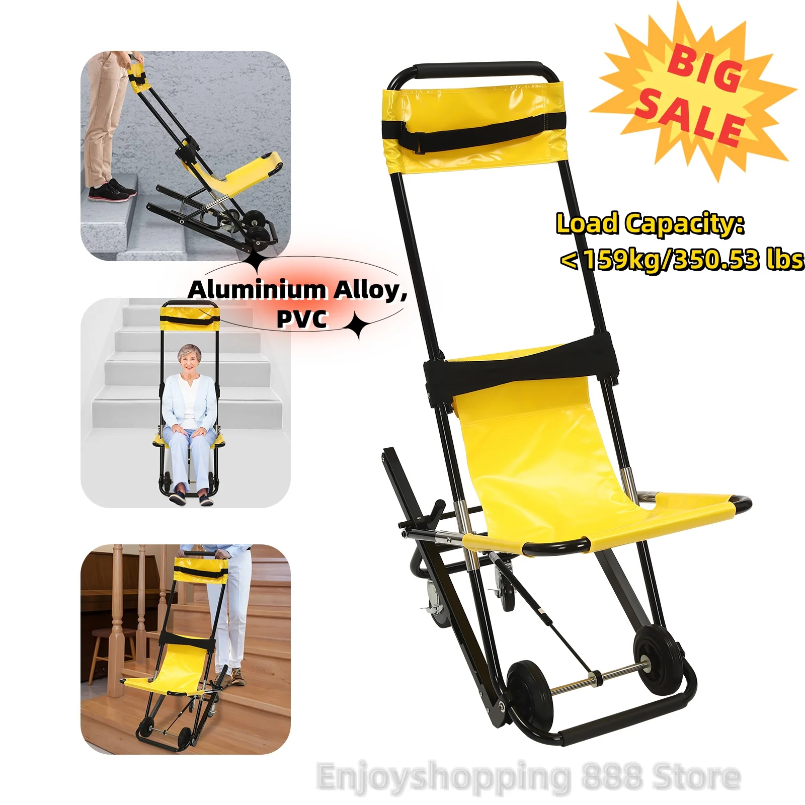 4 Wheel Manual Stair Lifting Climbing Wheelchair Folding Lift Stair Chair Medical Emergency Evacuation Chair