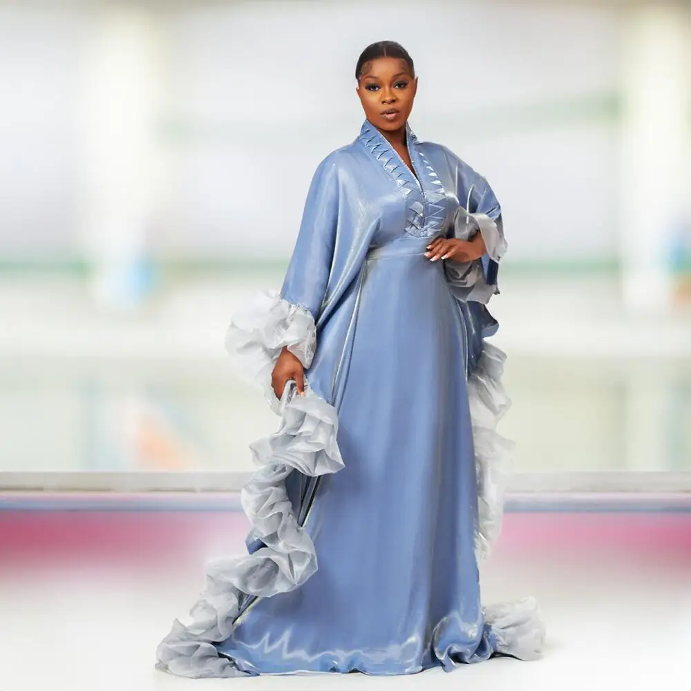 Damen-Abendkleid Afrikanisches Kleid Luxuriöse Partykleider Weiche Rüschen Rotes Afrikanisches Kleid für Frauen Kirchenkleidung für Damen