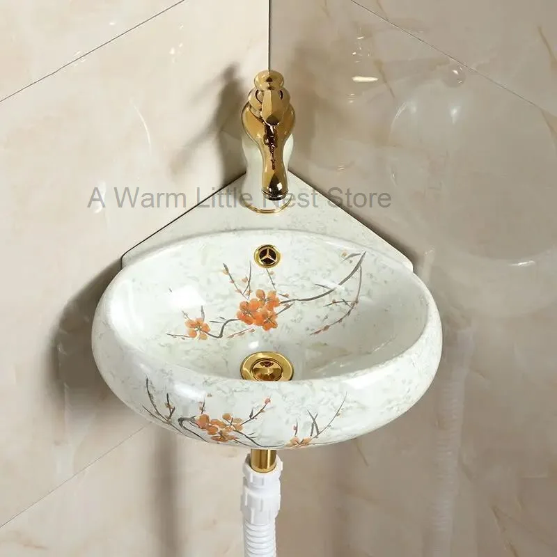 Washbasins Triangle Bathroom Colored Wall Hanging Bathroom Sinks Wall Hanging Small Washbasin Washing Sinks Ceramic Corner Basin
