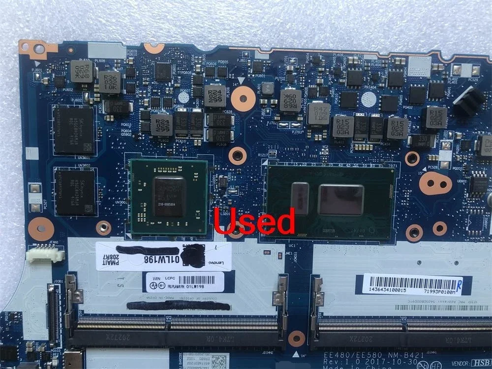 Used for Lenovo ThinkPad E480 E580 Laptop Motherboard ADM RX550 2GB CPU I5-8250U FRU 01LW198 01LW197 01LW196 01LW917 01LW918 view 2