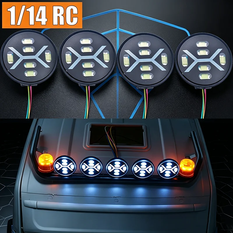 1:14th Scale Two-color Spotlight car Roof Spotlights for Tamiya RC Truck for SCANIA 770S R620 for VOLVO FH16 ACTROS AROCS Car