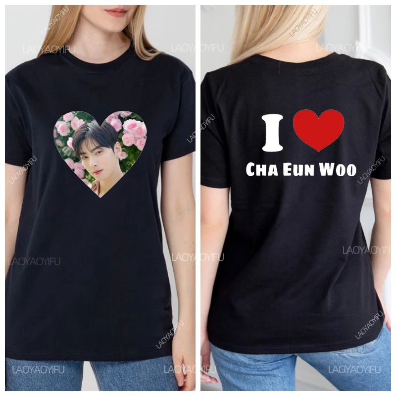 Cha Eun Woo Graphic T Shirts Gift Ideas for Fan Harajuku Women's T