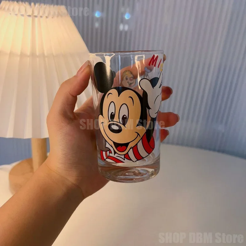 Disney Mickey Minnie Mouse Glass Coffee Cup High Heat-resistant Latte Mug Senior Water Cup Cartoon Milk Beer Juice Tea Cup Glass