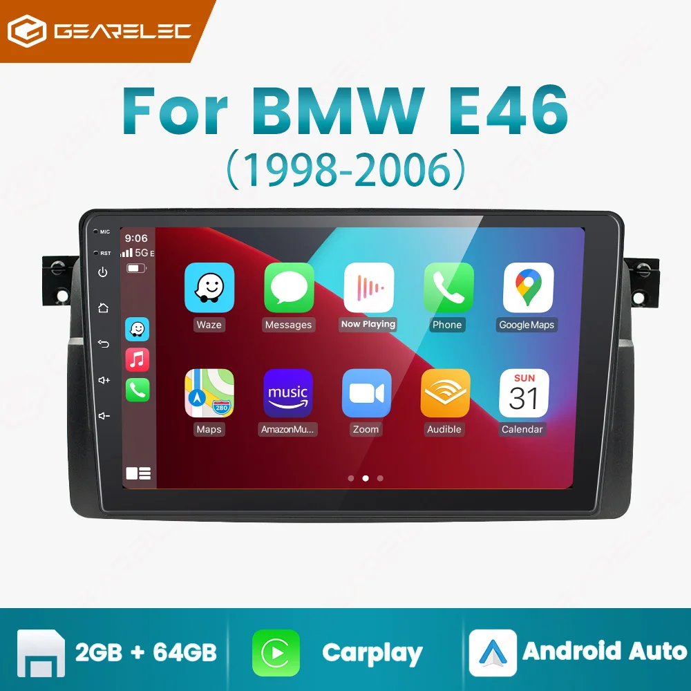 Gearelec Android 13 Radio For BMW E46 M3 318/320/325/330/335 CarPlay Android Auto 4G Car Multimedia GPS 2din autoradio